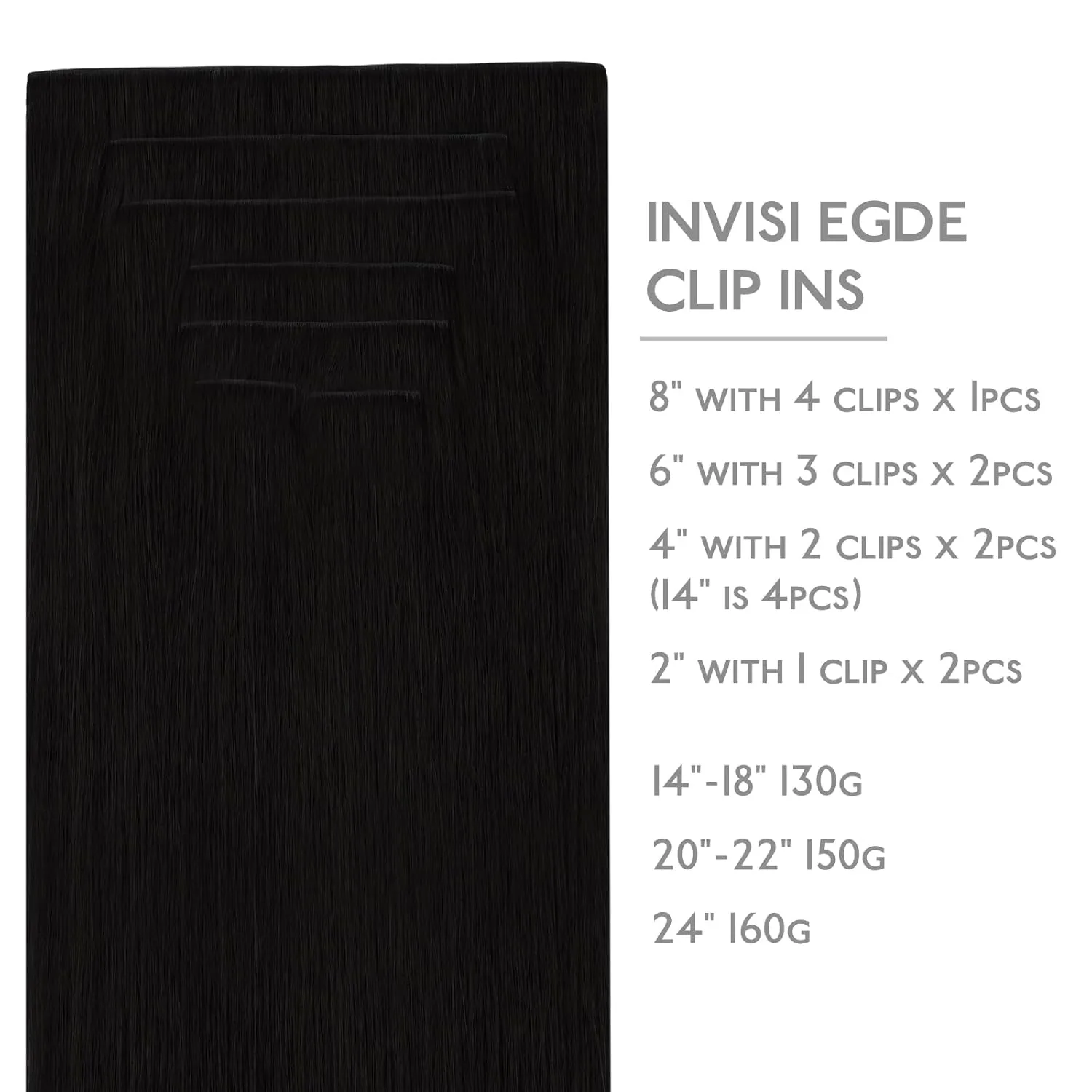 WENNALIFE Invisi Edge Clip in Hair Extensions Real Human Hair, 22 Inch 150g 7pcs Jet Black Seamless Clip in Extensions Remy Hair Clip Ins Invisible PU Skin Weft Straight Extensiones De Cabello Hmano