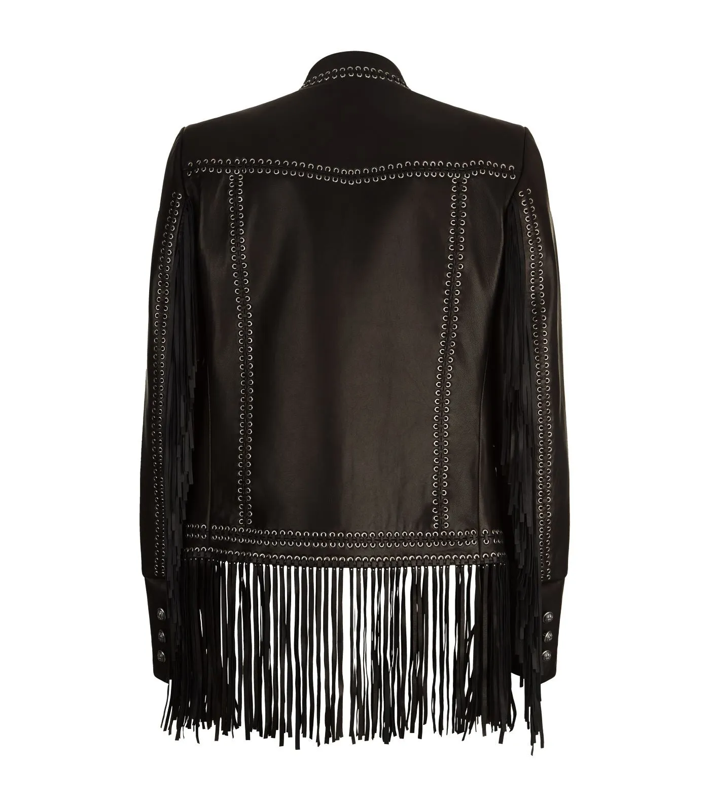Western Cowboy Black Leather Fringe Jacket for Mens NFJ918