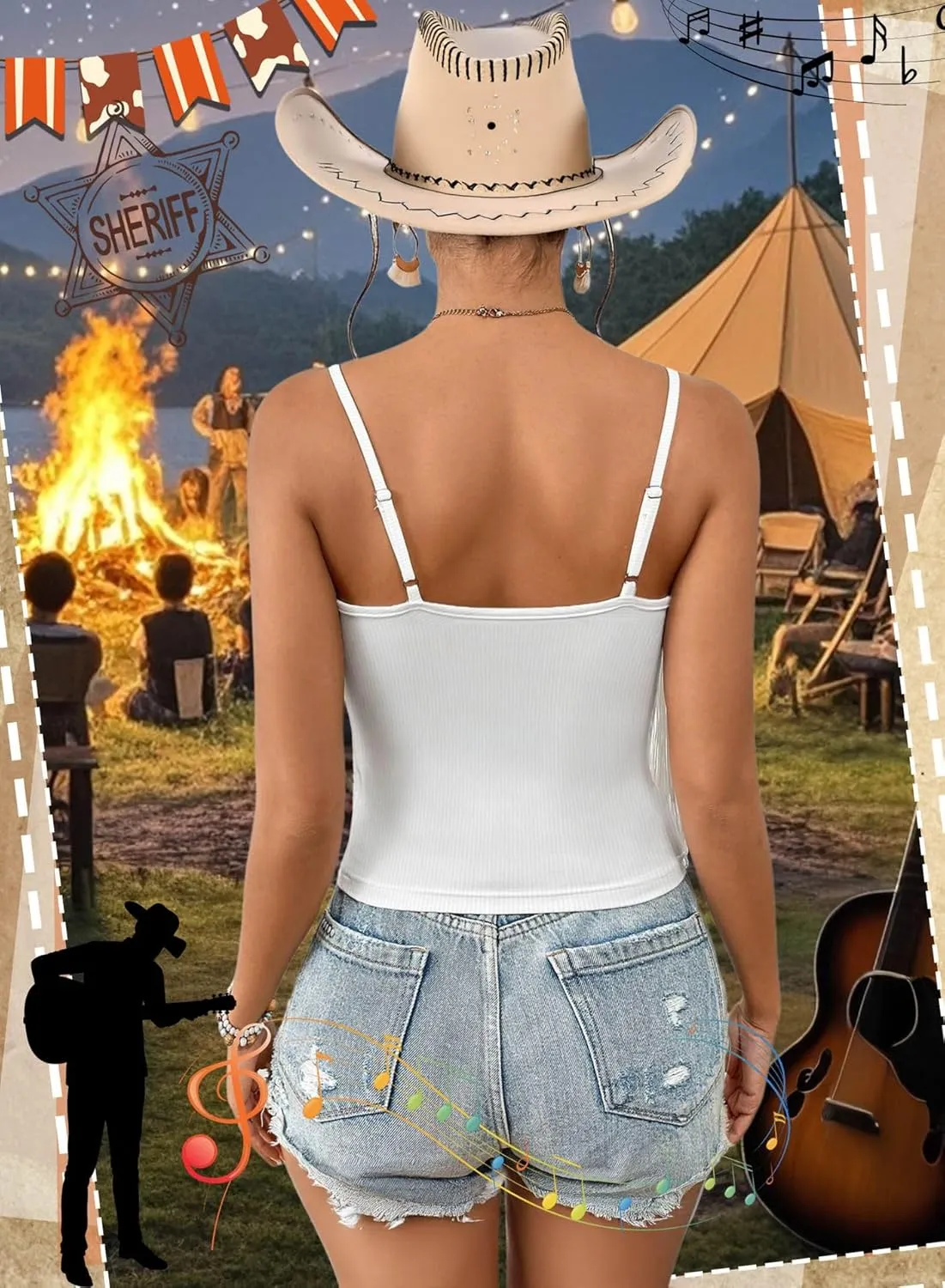 Western Cowgirl Fringe Top for Women - Country Concert Outfits Festival Tassel Hem Boho Rodeo Dress Rave Tank Shirt
