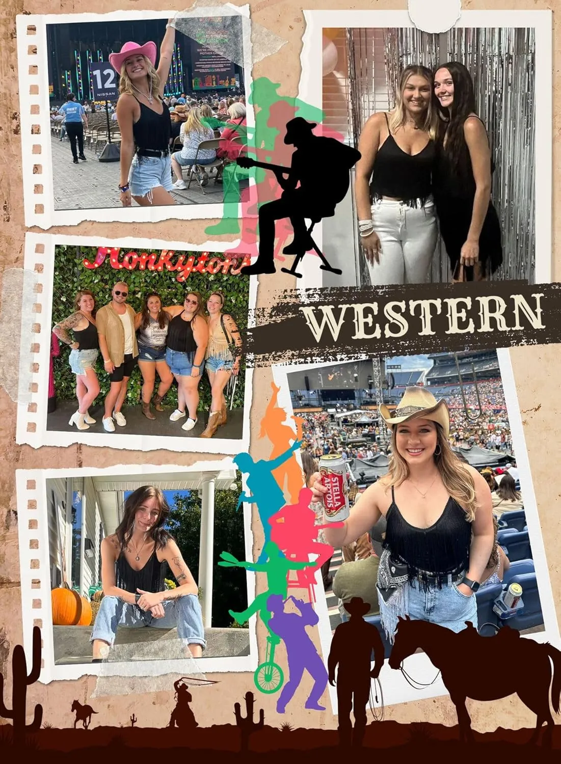 Western Cowgirl Fringe Top for Women - Country Concert Outfits Festival Tassel Hem Boho Rodeo Dress Rave Tank Shirt