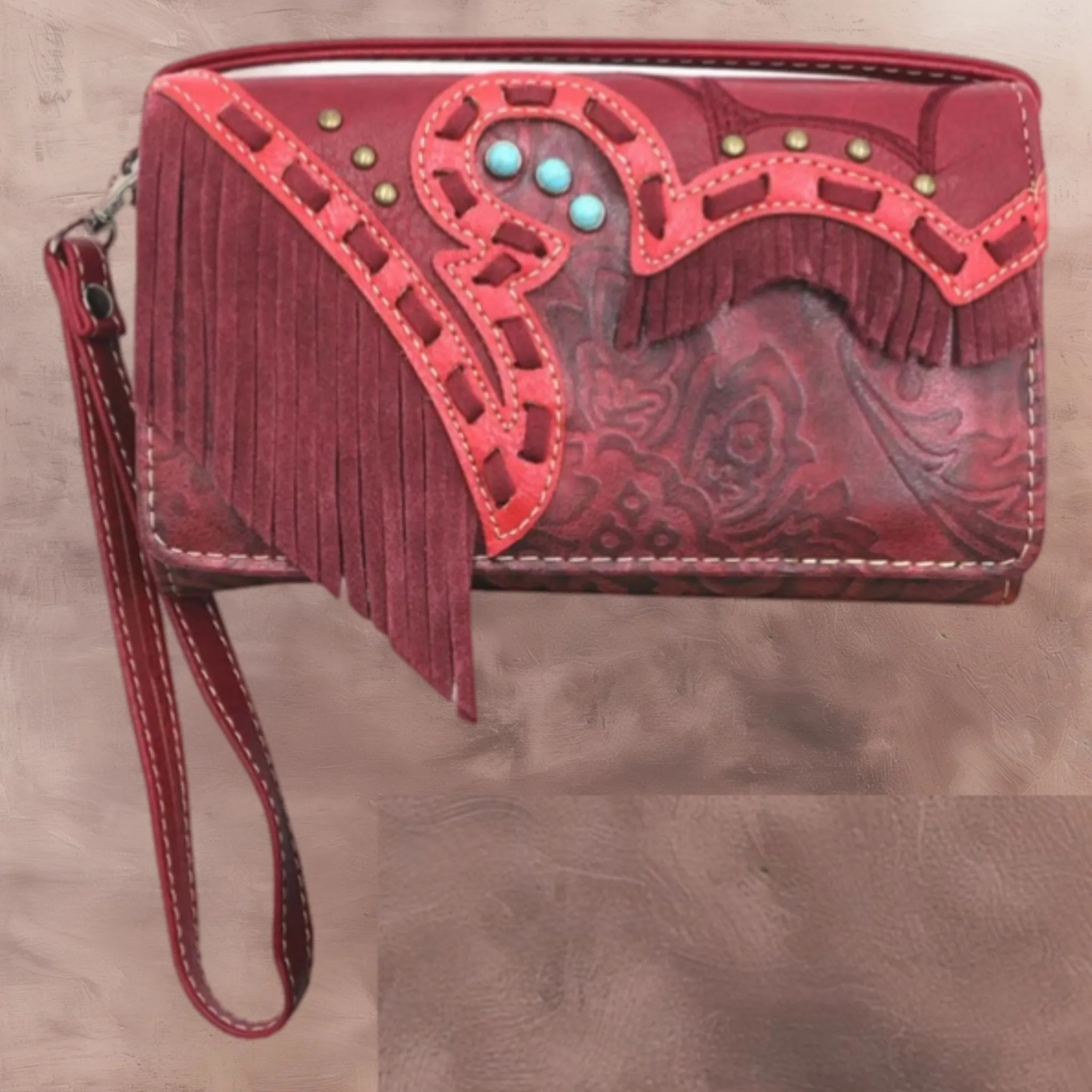 Western Fringe Wallet-Red