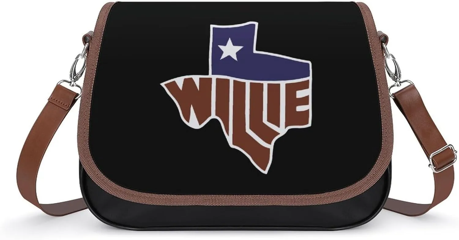 Willie's Texas Crossbody Bag Anti-Theft Side Shoulder Bags Adjustable Leather Messenger Bag Unisex