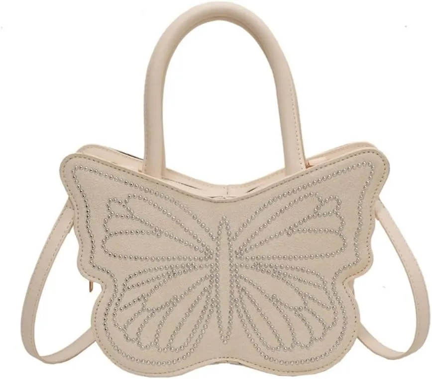 Women Elegant Top Handle Handbag Butterfly Shaped Shoulder Bag Casual PU Leather Crossbody Bag Purse for Travel Work