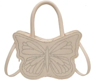Women Elegant Top Handle Handbag Butterfly Shaped Shoulder Bag Casual PU Leather Crossbody Bag Purse for Travel Work
