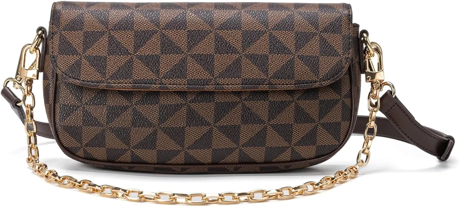 Women Envelope Clutch Designer Bag Geometric Pattern Small Crossbody Purse with Adjustable Strap Chain