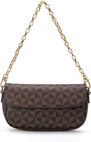 Women Envelope Clutch Designer Bag Geometric Pattern Small Crossbody Purse with Adjustable Strap Chain