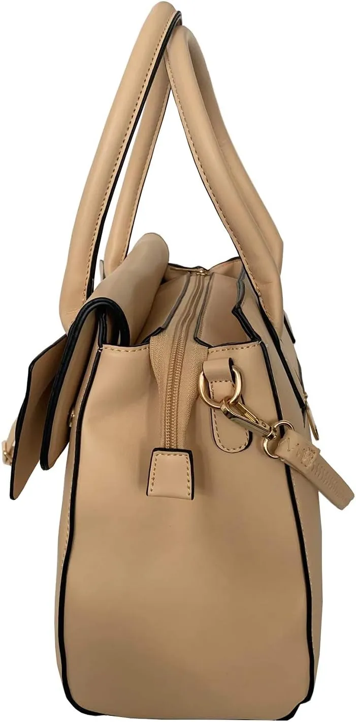 Women Handbag 2 Pcs Set Big Bow-Knot PU Leather Top Handle Bag Designer Tote Bag Clutch Wallet Set for Ladies