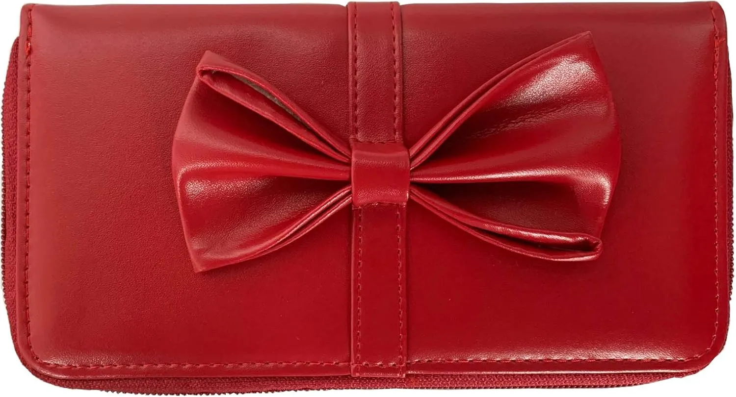 Women Handbag 2 Pcs Set Big Bow-Knot PU Leather Top Handle Bag Designer Tote Bag Clutch Wallet Set for Ladies