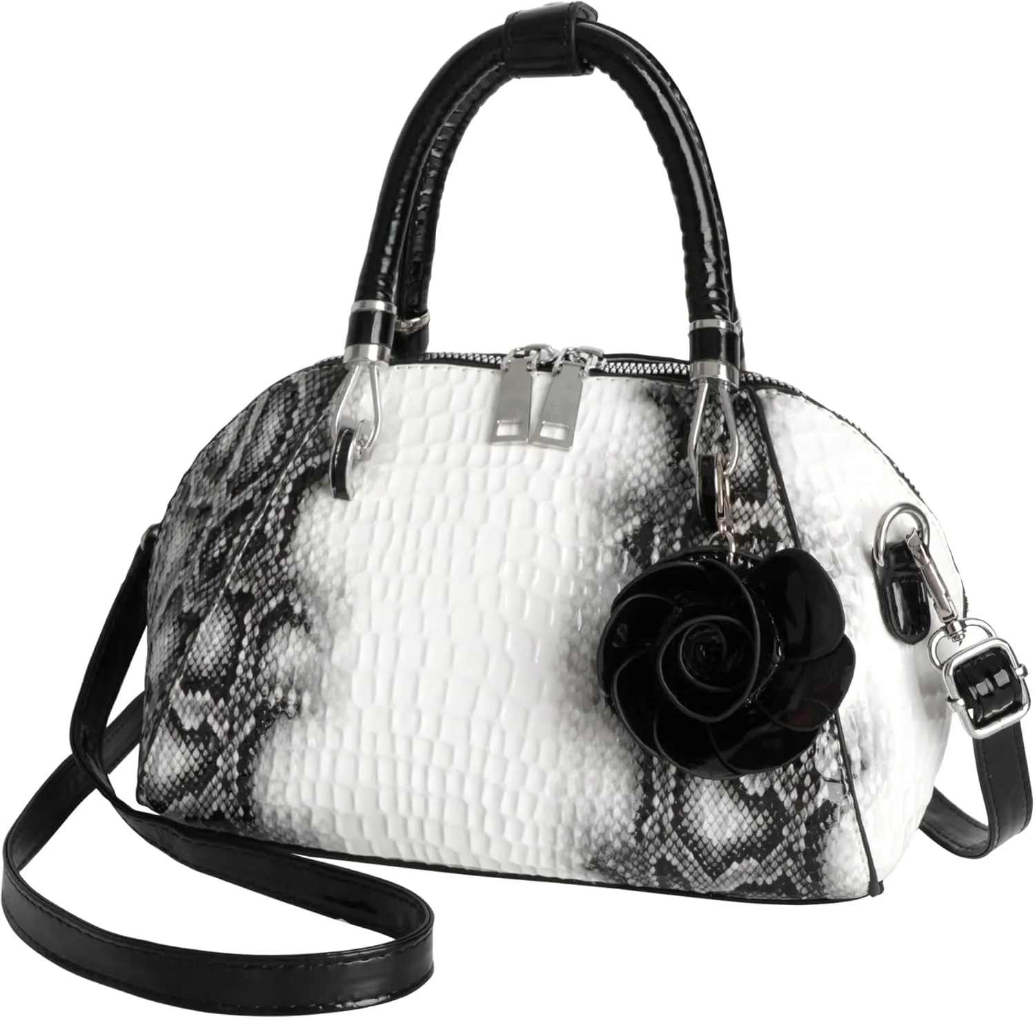 Women Leather Handbag Purse Snakeskin Pattern Shoulder Handbag PU Leather Crossbody Bag Top-Handle Satchel