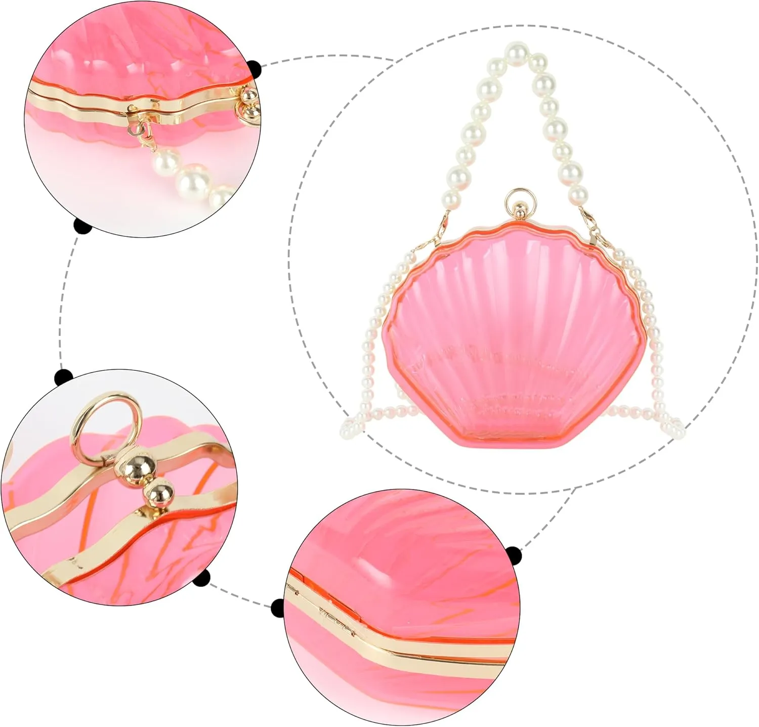 Women Mini Seashell Evening Clutch Top-Handle Bag Cross-body Bag