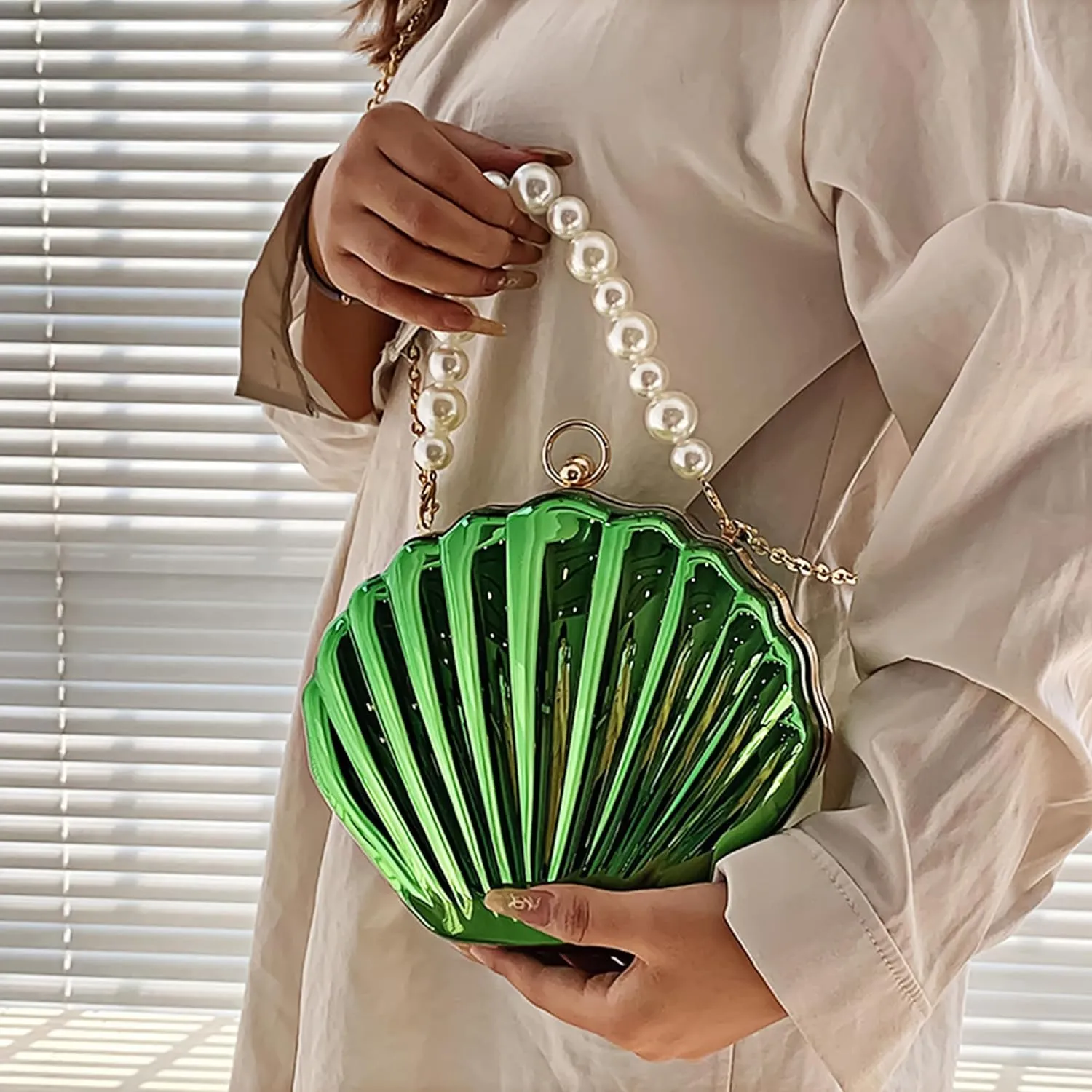 Women Mini Seashell Evening Clutch Top-Handle Bag Cross-body Bag