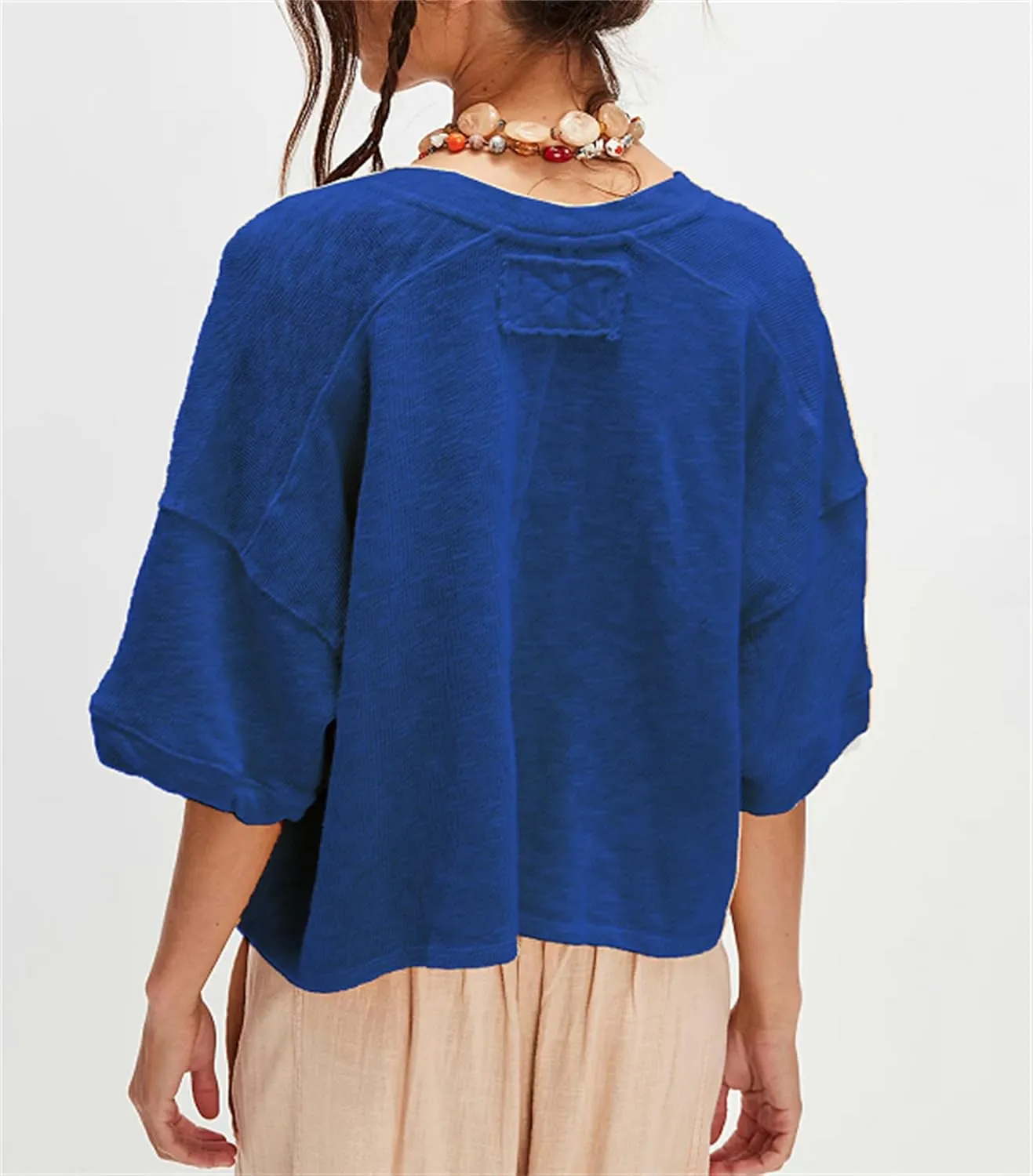 Women Short Sleeve Casual Cardigan Shirt Button Down Open Front V-Neck Loose T-Shirt Y2k Crop Tops Outwear Tee