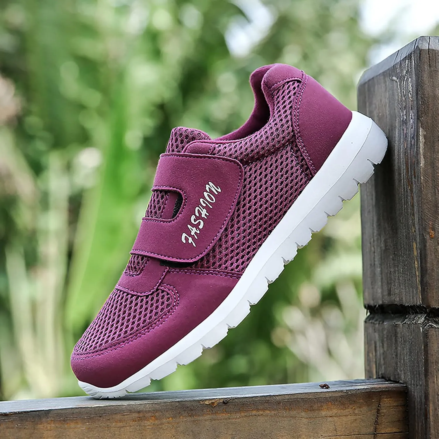 Women's 2024 New Hook Loop Solid Color Fly Woven Mesh Breathable Running Shoes Sneaker Sandals for Women