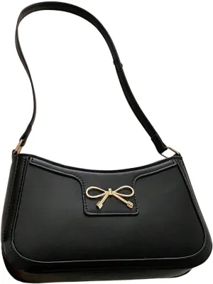 Women's Bowknot Zipper Shoulder Handbag Top Handle Elegant Small Underarm Bags Trendy Purse