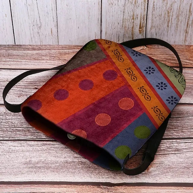 Women's Colorful Geometric Print Crossbody Bag – Boho Style Shoulder Bag for Casual Everyday Use