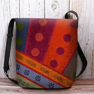Women's Colorful Geometric Print Crossbody Bag – Boho Style Shoulder Bag for Casual Everyday Use