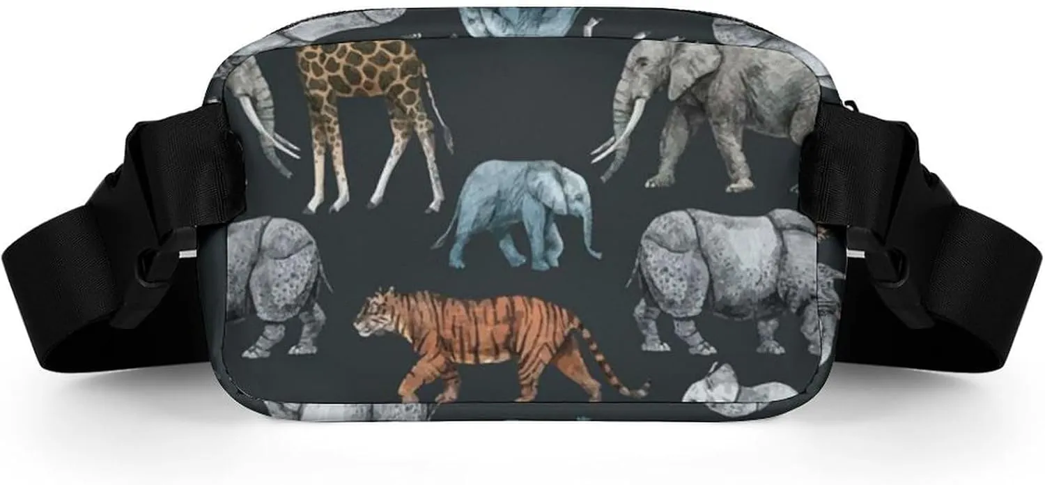 Womens Compact Sports Fanny Pack Water-Resistant Belt Bag for Travel/Hiking, Compatible with Retro Wild Animal Giraffe