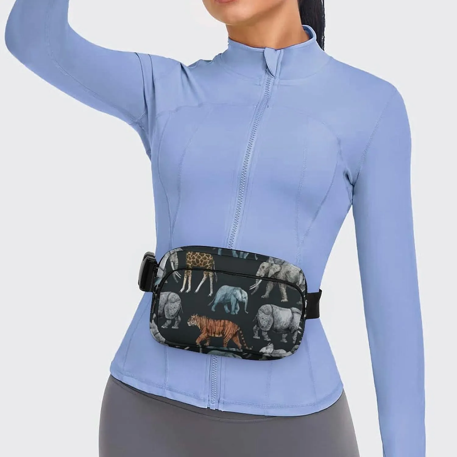 Womens Compact Sports Fanny Pack Water-Resistant Belt Bag for Travel/Hiking, Compatible with Retro Wild Animal Giraffe