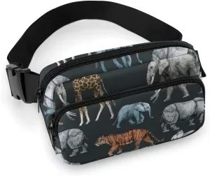Womens Compact Sports Fanny Pack Water-Resistant Belt Bag for Travel/Hiking, Compatible with Retro Wild Animal Giraffe