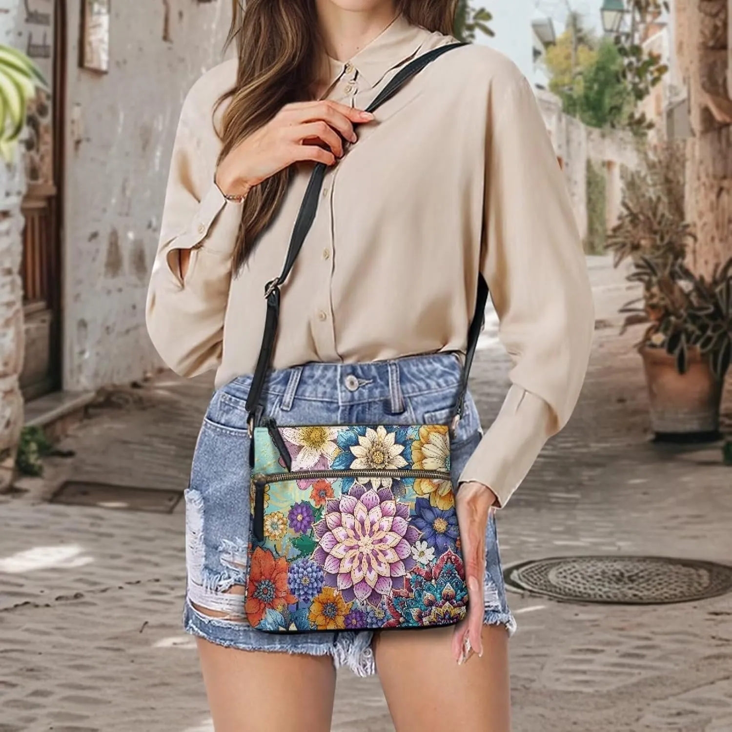 Women's Crossbody Bag Purse Shoulder Bag with Adjustable Strap,Trendy Leather Hobo Handbags Sling Bag Purse