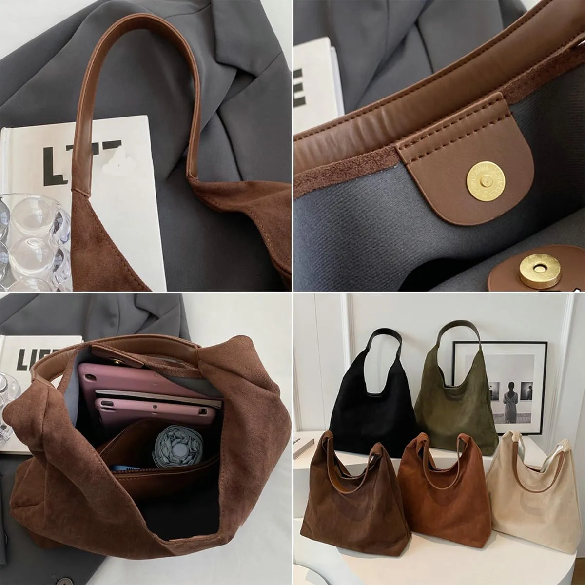 Womens Fashion Shoulder Bags Large Tote Bag Retro Purse Handbag Casual Work Ladies Top Handle Satchel