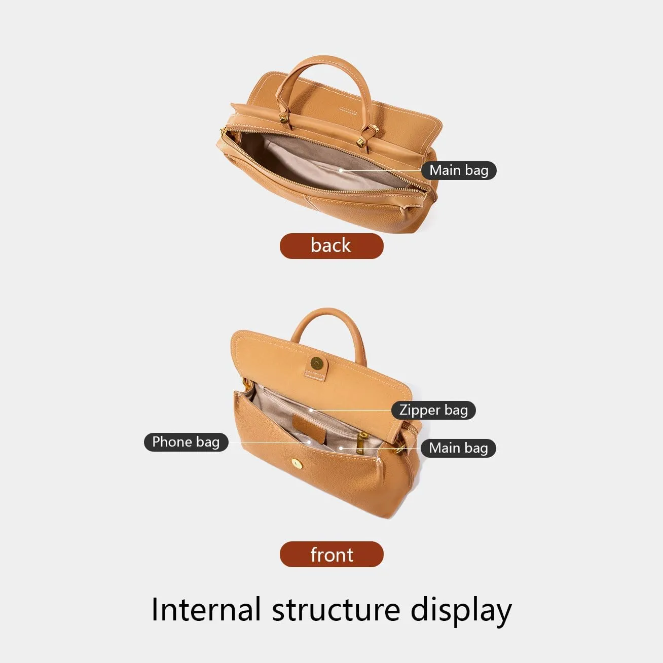 Women's Genuine Leather Handbag Flap-over Belt Shoulder Bag Top Handle Tote Satchel Purse Work Bag