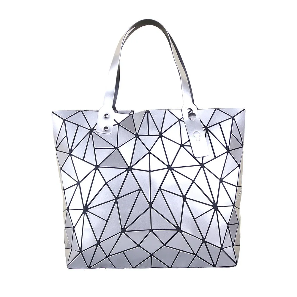Women's Geometric Rhombus Glossy Large Capacity Changeable Shoulder Bags