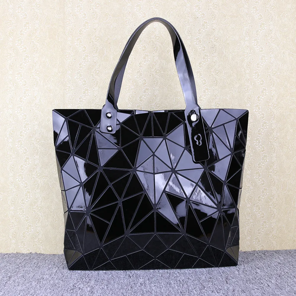 Women's Geometric Rhombus Glossy Large Capacity Changeable Shoulder Bags