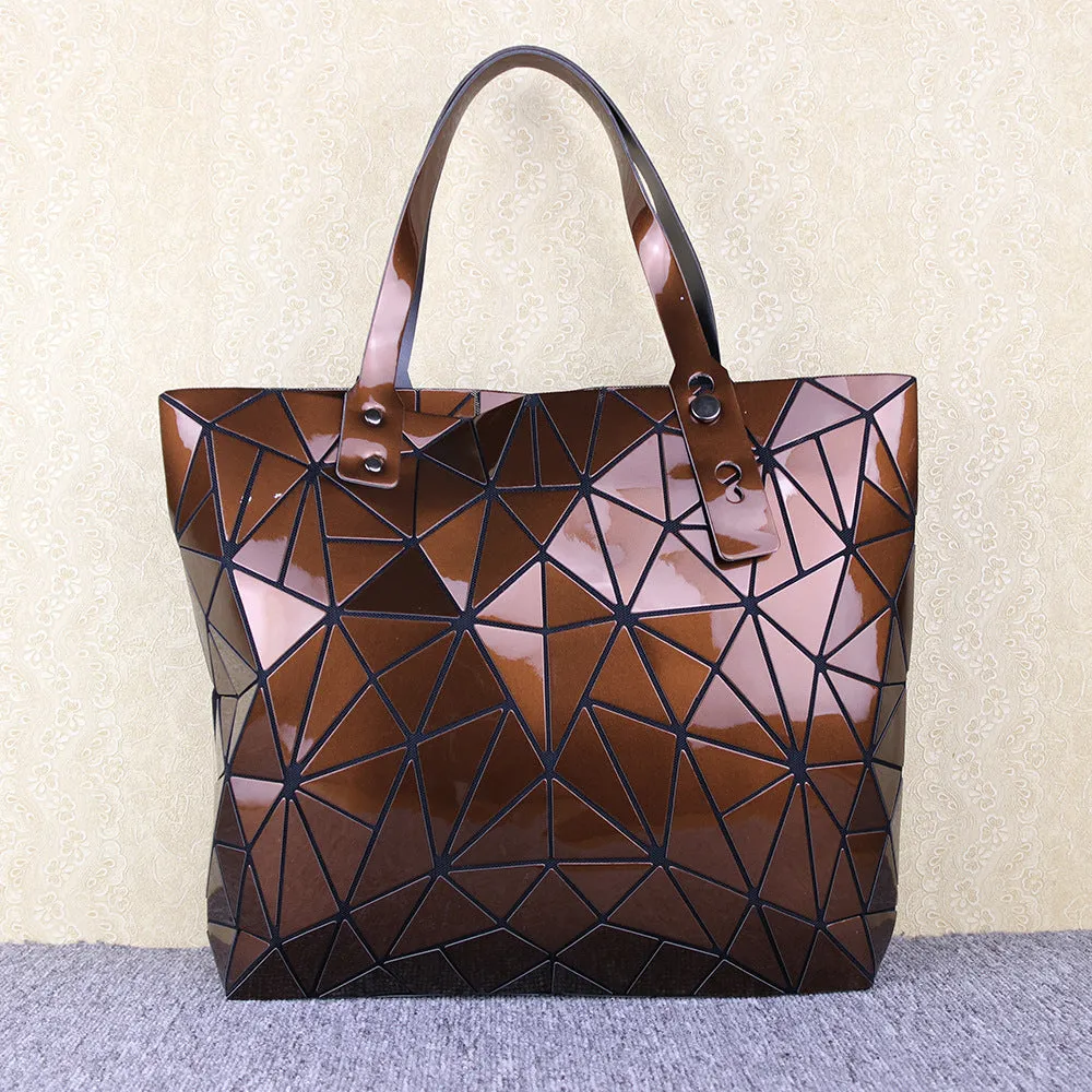 Women's Geometric Rhombus Glossy Large Capacity Changeable Shoulder Bags