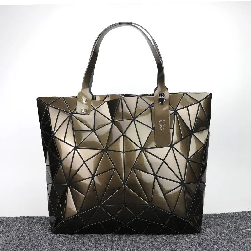 Women's Geometric Rhombus Glossy Large Capacity Changeable Shoulder Bags