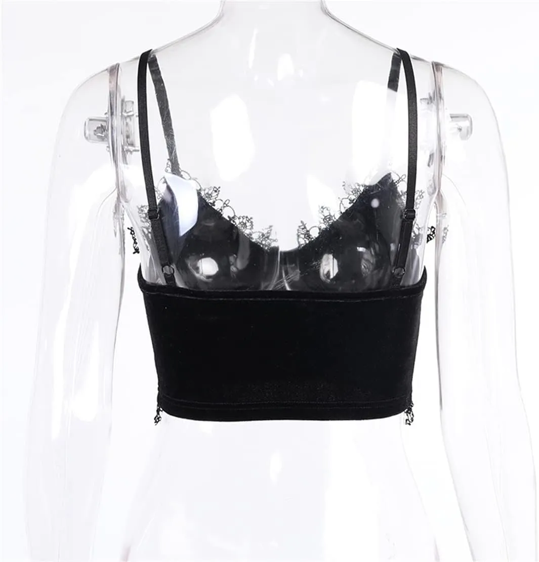 Women's Gothic Crop Top Spaghetti Strap Camisole Mall Goth Grunge Punk Fairy Cami Corset Top Backless Vest