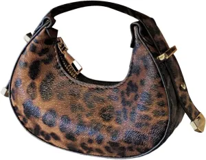 Women's Leopard Print Handbag Cheetah Top Handle Clutch Purses Mini Zip Hobo Bags