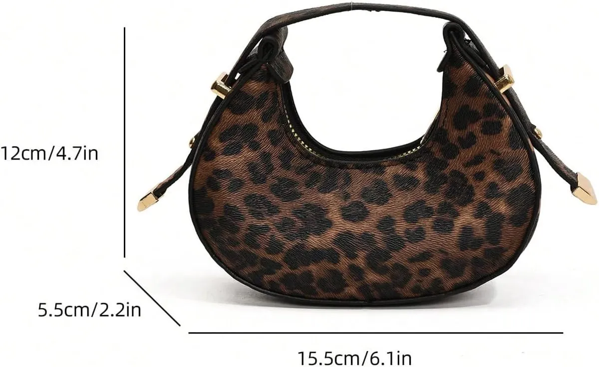 Women's Leopard Print Handbag Cheetah Top Handle Clutch Purses Mini Zip Hobo Bags