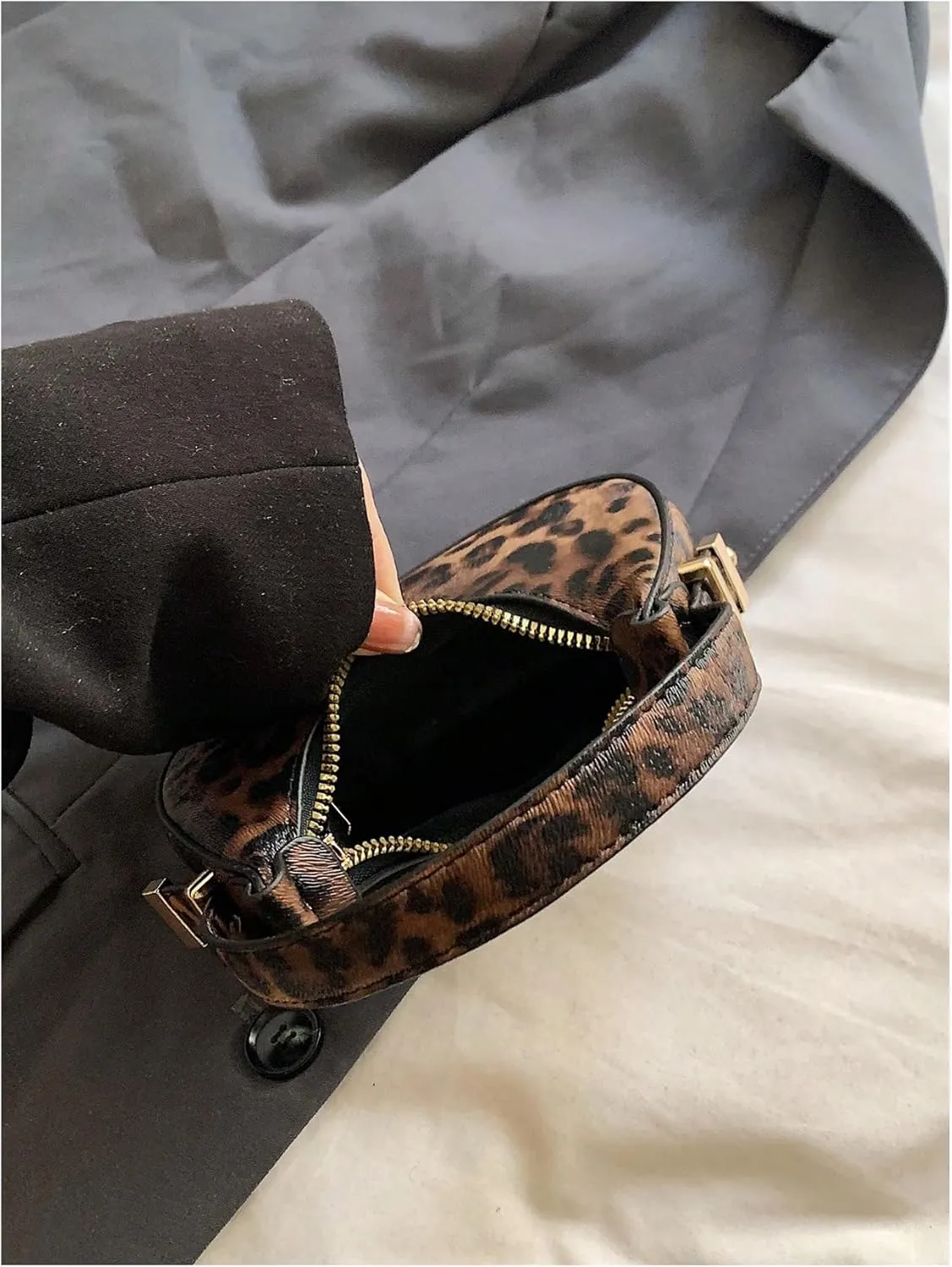 Women's Leopard Print Handbag Cheetah Top Handle Clutch Purses Mini Zip Hobo Bags