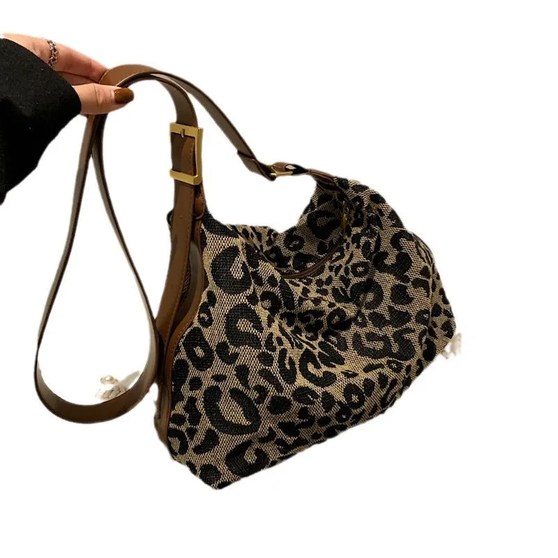 Women's Leopard Print Personality Fashion Large Capacity Crossbody Bags