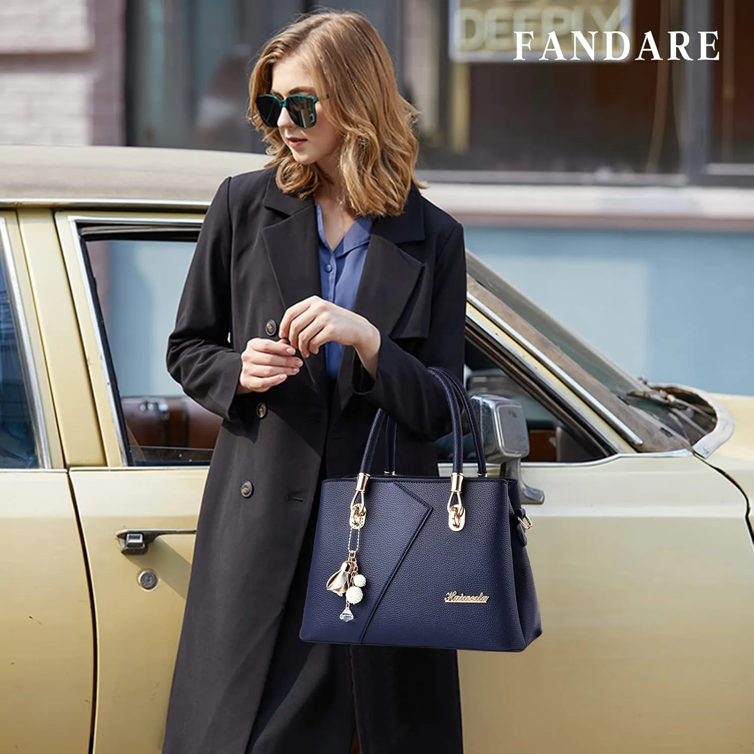 Womens Multi Pocket Handbag Top-handle Bags Shoulder Bag PU Leather