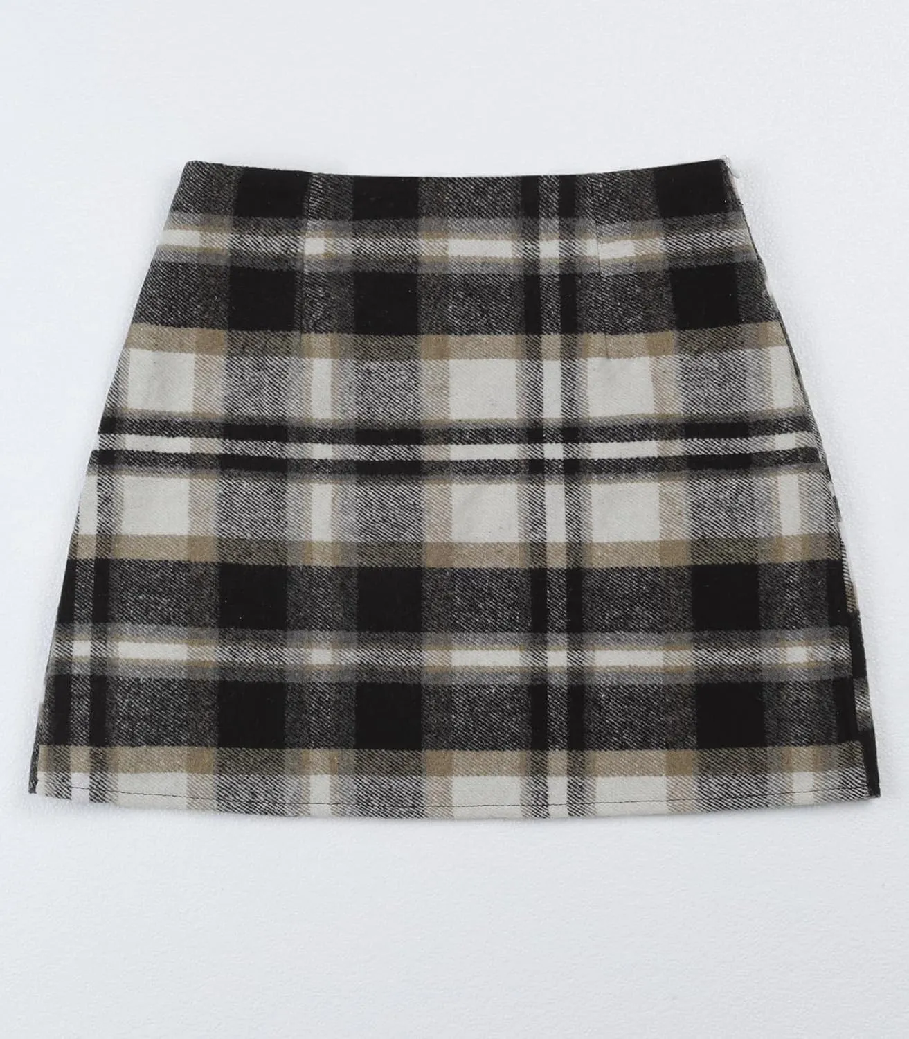 Women's Plaid Mini Skirt Zipper Side High Waisted Pleated A Line Short Skirt