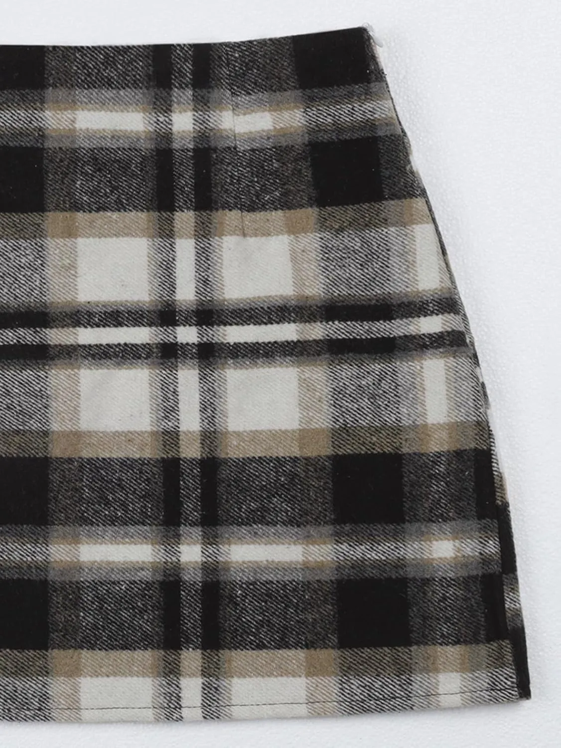 Women's Plaid Mini Skirt Zipper Side High Waisted Pleated A Line Short Skirt