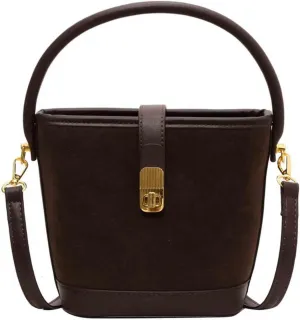 Women's retro niche leopard print crossbody bag suede bag versatile casual hand-held bucket bag