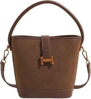 Women's retro niche leopard print crossbody bag suede bag versatile casual hand-held bucket bag