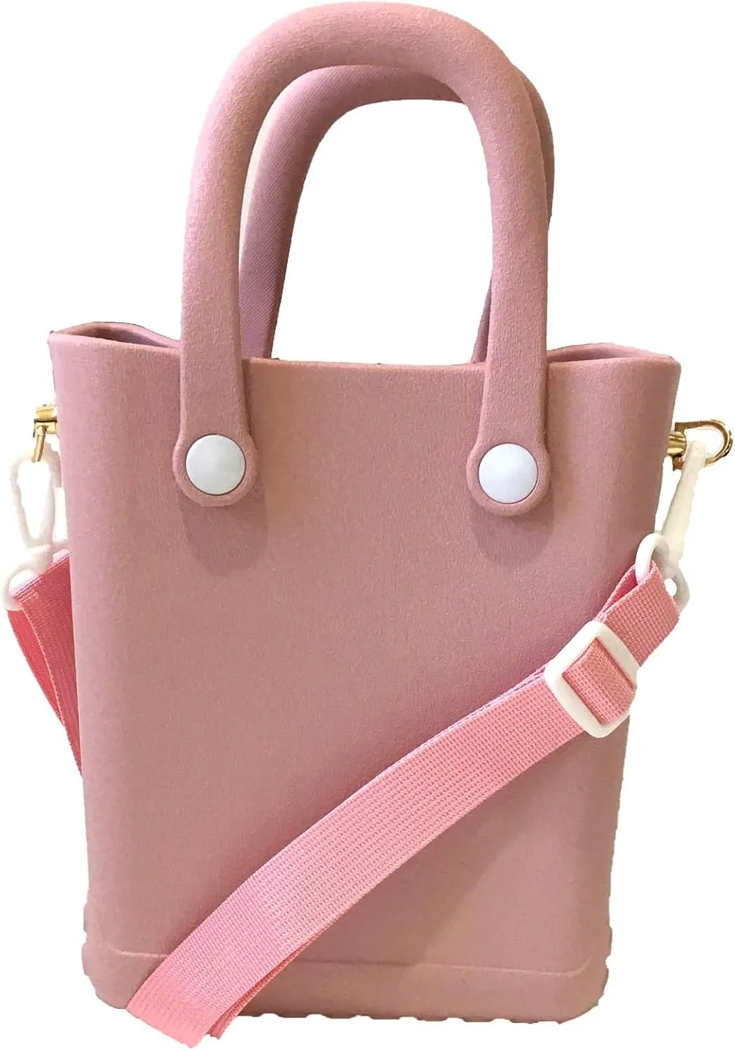 Women's Reva Silicone Mini Bucket Tote Crossbody Bag (Blush Pink)