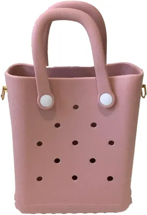 Women's Reva Silicone Mini Bucket Tote Crossbody Bag (Blush Pink)