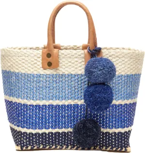 Women's Samana II Ombre Stripe Sisal Handheld Mini Tote Straw Bag w Pom Pom