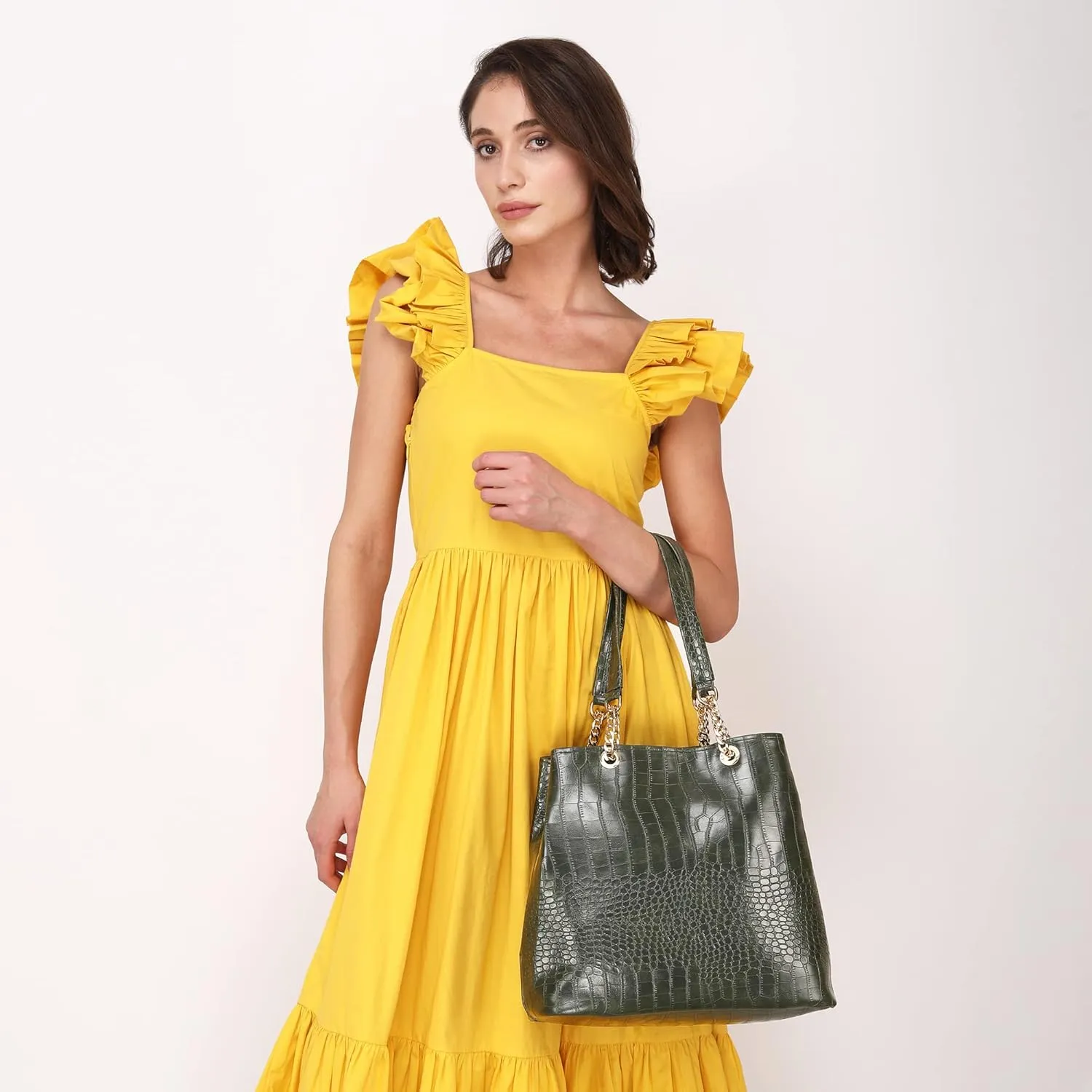 Womens Shoulder Bag | Womens Handbag | Girls Shoulder Bag | Croc Pattern | Chain Handle
