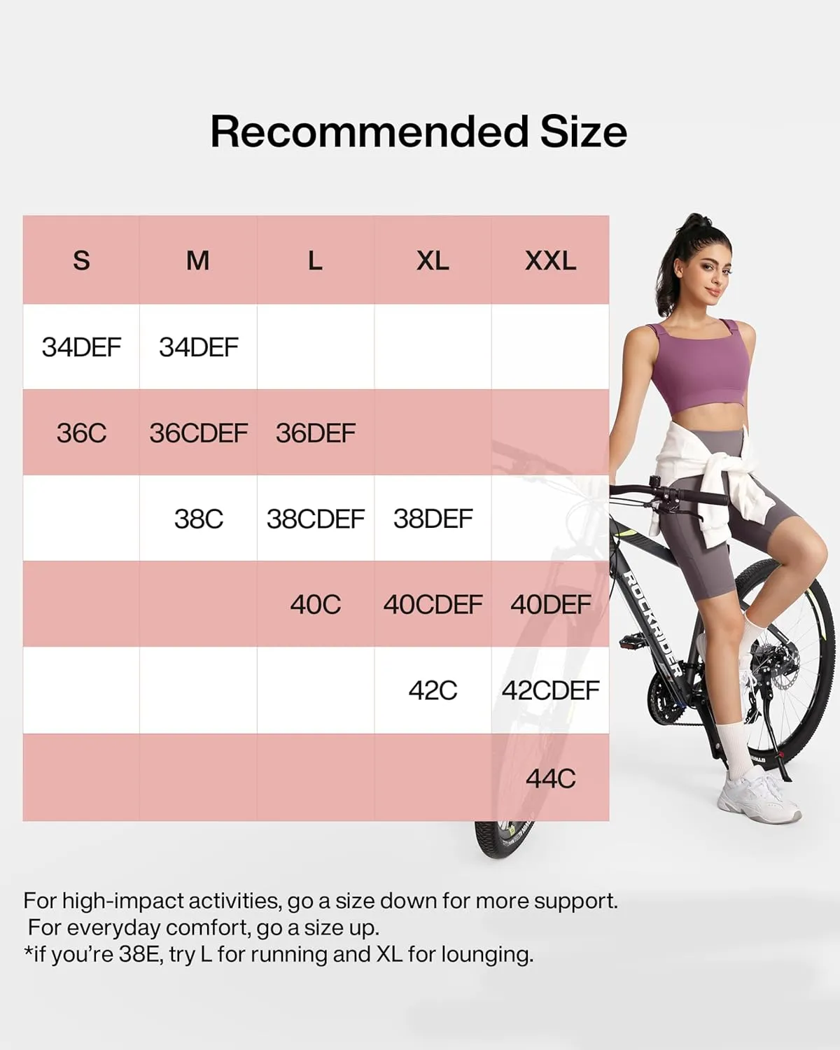 Women's Sports Bra Wirefree Adjustable Medium-High Support Everyday Wear for Large Bust Plus Size with Removable Pads