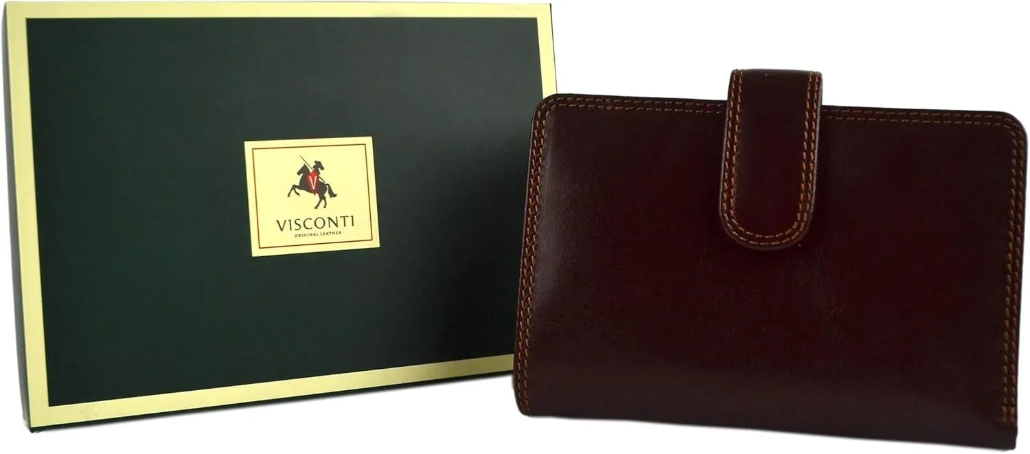 Women's Top Italian Leather Purse Wallet Monza Gift Boxed In 2 Colours