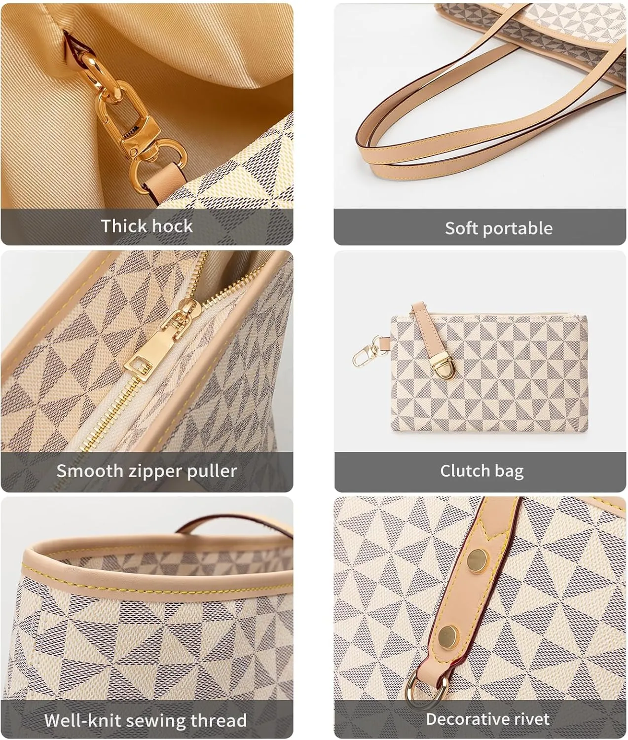 Women's Tote Top Handle Handbags Vegan Leather Designer Handbags for Women Fashion Shoulder Bag with Wallet for Ladies 2psc