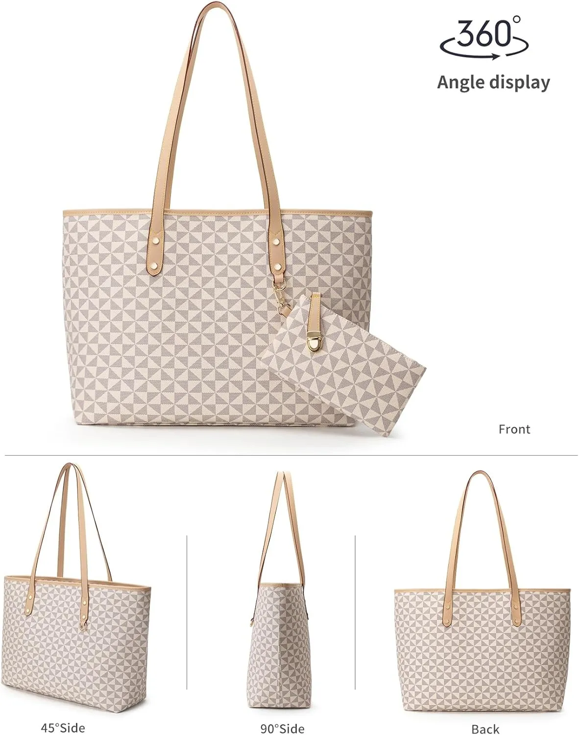 Women's Tote Top Handle Handbags Vegan Leather Designer Handbags for Women Fashion Shoulder Bag with Wallet for Ladies 2psc