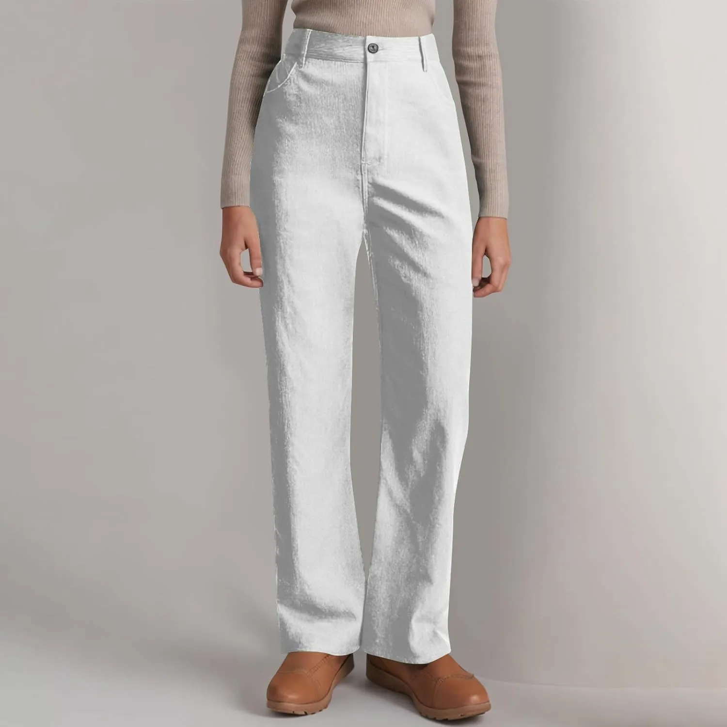 Womens Wide Leg Corduroy Pants Stretch Elastic High Waist Pants Pull On Straight Leg Casual Pant Slacks Trouser 2025