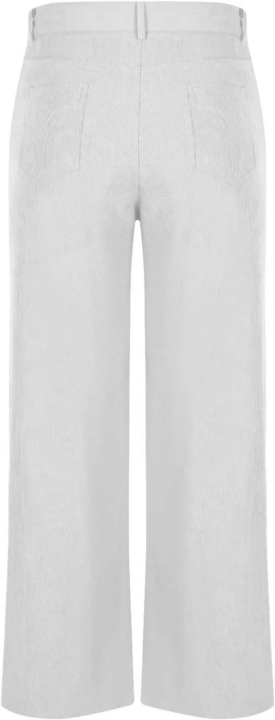Womens Wide Leg Corduroy Pants Stretch Elastic High Waist Pants Pull On Straight Leg Casual Pant Slacks Trouser 2025